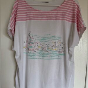Vintage Pink and White Striped Nautical T-Shirt